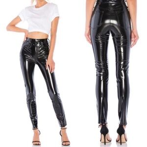 Rag and Bone Pants Super High Ankle Skinny Vinyl Black Patent 24 NWT